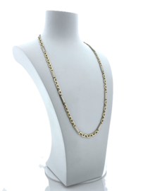 14 Karaat Massief Gouden Schakel Ketting Witgouden Tussenliggers - 57 cm / 28.5 g