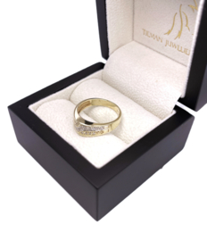 14 Karaat Gouden Bandring 0.13 ct Briljant Geslepen Diamant