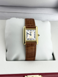Must de Cartier Tank Quartz Rectangle Trinity Gold Roman Dial 366001 - Midsize