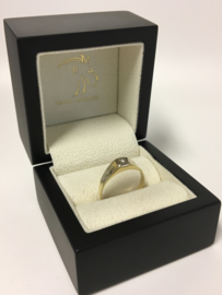 Antiek 14 K Bicolor Gouden Ring 0.03 Crt Briljantgeslepen Diamant