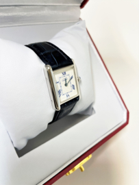 Must de Cartier Tank Quartz White Roman Dial Zilver - Deployant 2416