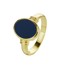 14 K Gouden Dames Zegelring - Blauwlagen Steen (ovaal)