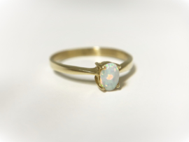 14 K Gouden Solitair Ring Opaal