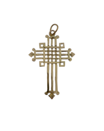 Antiek Handvervaardigd 18 Karaat Gouden Kruis Kettinghanger - 4 cm