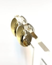 Brede Bicolor Gouden Klap Creolen (tweezijdig) - 9,9 g / 2,2 cm x 1 cm