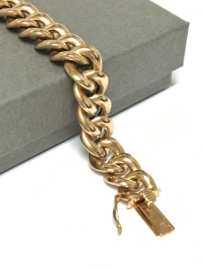 Antiek 14 K Rosé Gouden Gourmet Schakel Armband - 19 cm / 17,9 g