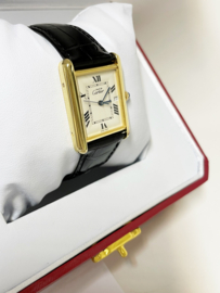 Must de Cartier Tank Large Date White Roman Dial - Quartz / Incl Cartier Garantie