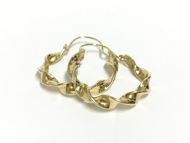 14 K Massief Gouden Wokkel Creolen - 2 cm