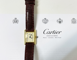 Must de Cartier Tank Quartz Gold Roman Dial Midsize Incl Cartier Garantie