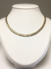 14 K Bicolor Gouden Schakel Slot Collier - 45 cm / 16,9 g