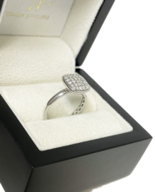 Tirisi Jewelry 18 Karaat Witgouden Wafel Ring 0.35 ct Briljant Geslepen Diamant