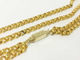 14 K Antiek Gouden  Twee-Rijig Jasseron Collier - 47 cm / 11 g