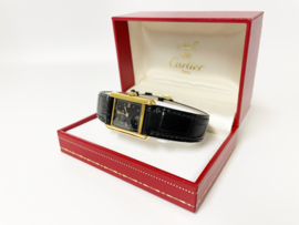 Must de Cartier Tank Black Roman Dial Quartz Dames Polshorloge - Full Set