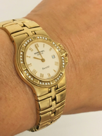 18 K Massief Gouden Raymond Weil Parsifal Diamond- Dames Polshorloge Incl Toebehoren