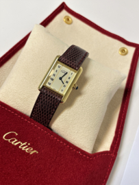 Must de Cartier Tank Quartz Gold Roman Dial Midsize Incl Cartier Garantie