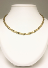 14 K Gouden Bamboe Schakel Collier / Choker - 45 cm