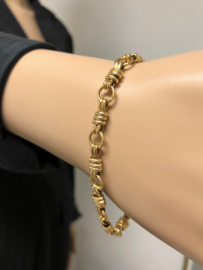 18 K Gouden Fantasie Schakel Armband - 19 cm / 7,7 g