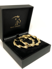 14 K Gouden Wokkel Creolen Versace Motief Meander - 5,5 cm / 6,5 g