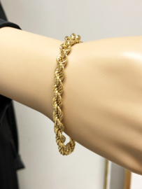 18 K Gouden Koord Kabel Armband - 19 cm / 6,5 mm / 11 g