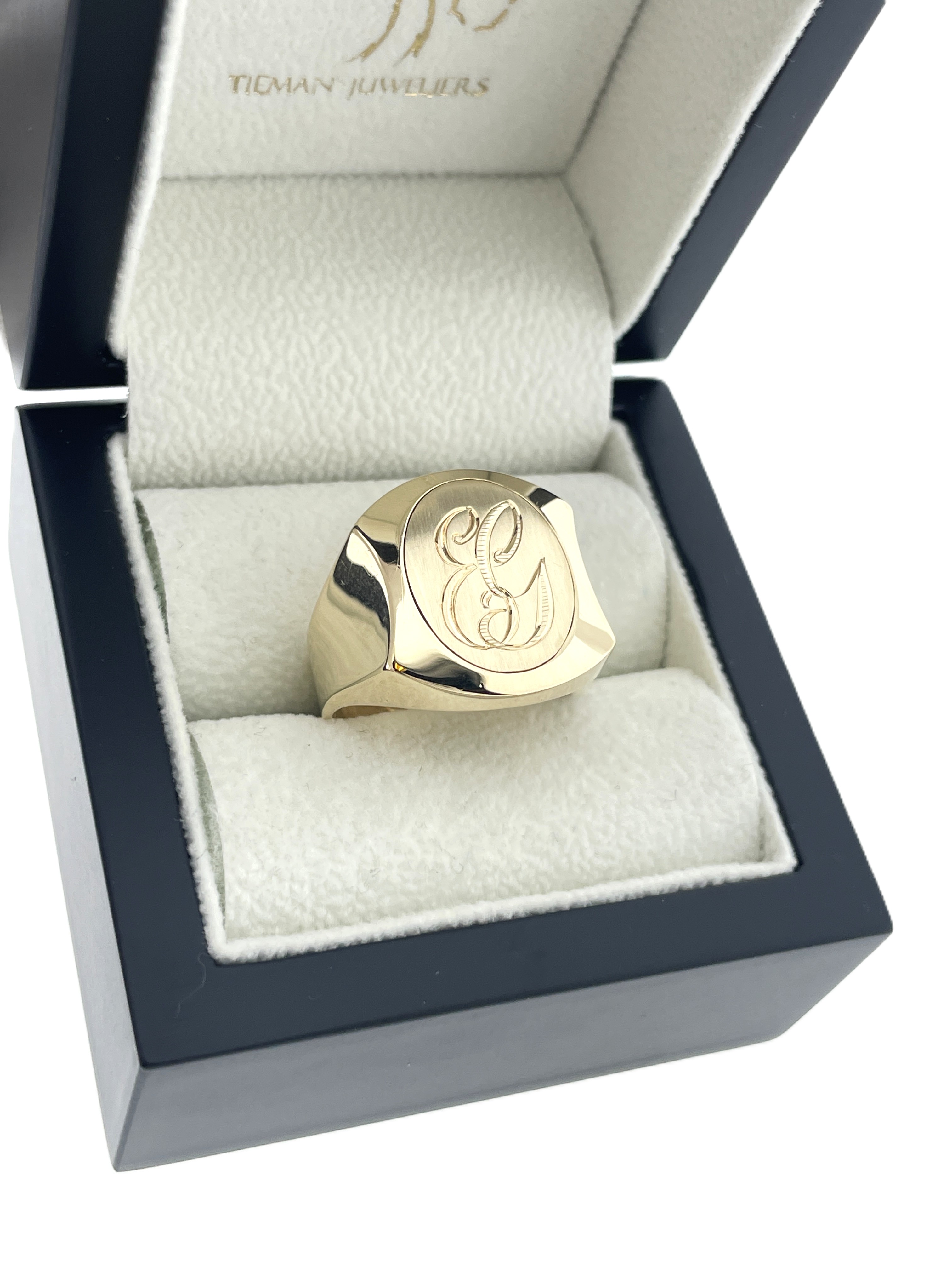 14 Karaat Gouden Zegelring Monogram EG - 10 g / Mt 20.5