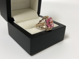 Antiek Handvervaardigd Rosé Gouden Ring - Cubic Zirkonia