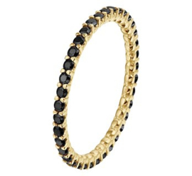 14 K Gouden Bijzet Ring Briljantgeslepen Zwart Zirkonia