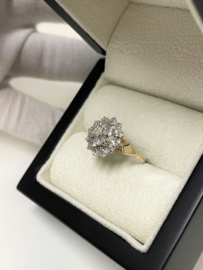 Antiek Gouden Rozet Ring 0.15 Crt Briljantgeslepen Diamant