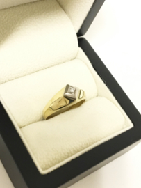 Antiek Gouden Heren Ring 0.03 crt Diamant