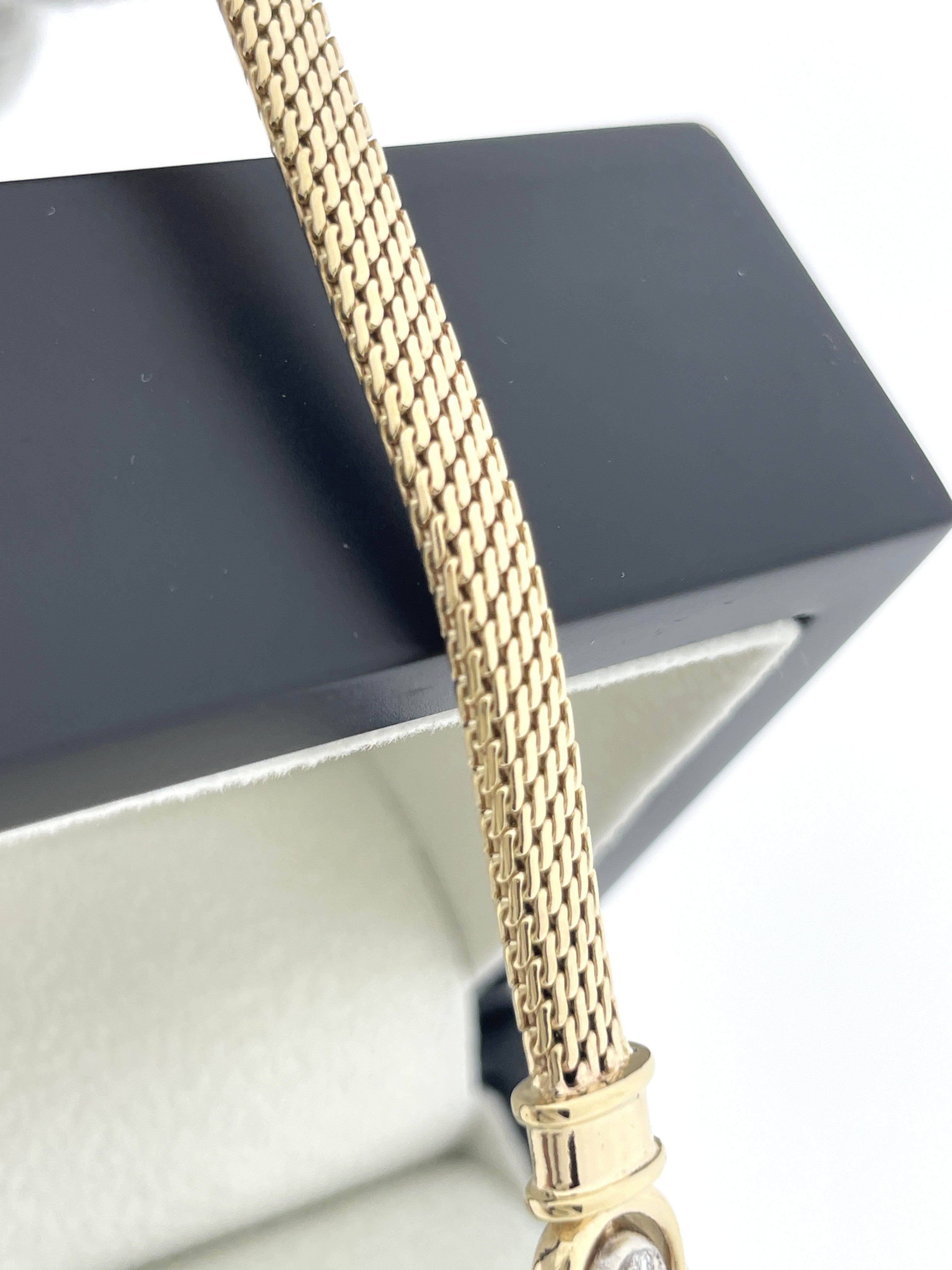 14 Karaat Gouden Milanese Armband 0.20 ct Briljant Geslepen Diamant
