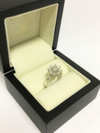 18 K Witgouden Rozet Ring 0.85 crt Briljantgeslepen Diamant - F / VS1