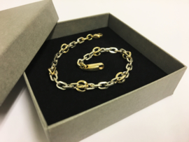 14 K Bicolor Gouden Fantasie Anker Schakel Armband - 21 cm / 13,95 g