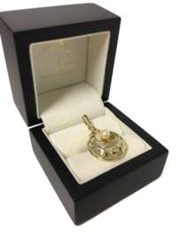 Handvervaardigd 14 K Gouden Florale Parel Hanger - 3,5 cm