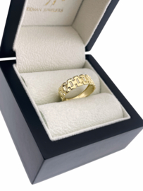 14 Karaat Gouden Schakel Ring - Breedte 5 mm