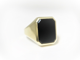 14 K Gouden Heren Zegelring (8-Kant) - Onyx