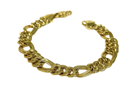 14 K Gouden Fantasie Schakel Armband - 17,5 cm / 9 mm / 9,75 g