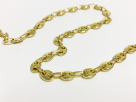 14 K Gouden Koffieboon Schakel Collier - 55 cm / 13,85 g