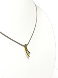 Witgouden Slangen Collier Bicolor Hanger 0.20 ct Diamant H / VS - 45 cm