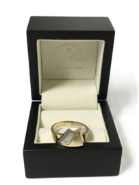 14 K Bicolor Gouden Heren Ring 0.05 ct Briljant Geslepen Diamant - 10,5 g