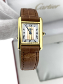 Must de Cartier Tank Quartz Rectangle Trinity Gold Roman Dial 366001 - Midsize