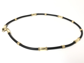 Versace Motief Rubberen Ketting met 14 K Gouden Tussenliggers - 62 cm
