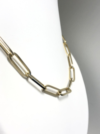 14 K Gouden Paperclip Schakel Collier - 46 cm / 14,9 g / 7 mm