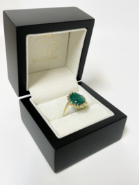 14 K Antiek Gouden Ring Gesneden Malachiet Bloemen