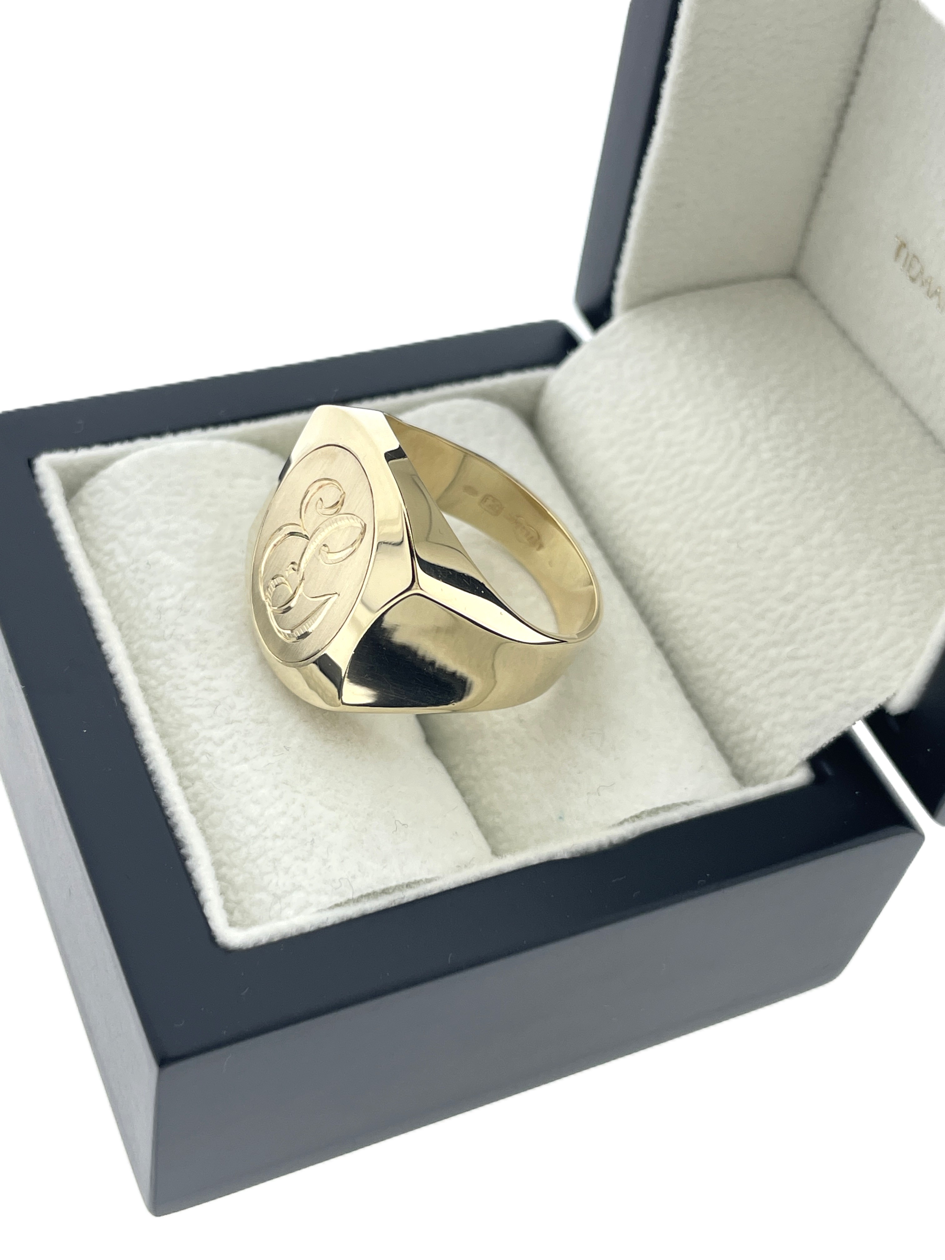 14 Karaat Gouden Zegelring Monogram EG - 10 g / Mt 20.5