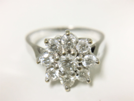 18 K Witgouden Rozet Ring 0.85 crt Briljantgeslepen Diamant - F / VS1