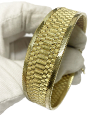 Brede Vintage 14 K Gouden Fantasie Schakel Armband - 17,5 cm / 35,4 g / 2 cm