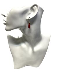 14 Karaat Gouden Pampel Oorhangers Natuurlijk Bloedkoraal Corallium Rubrum - 3.8 cm