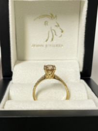 14 K Gouden Ring 1.27 crt Briljant Geslepen Diamant Incl AIG Diamant Certificaat