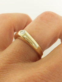 14 K Massief Gouden Heren Pink Ring 0.20 crt Diamant H/VS2