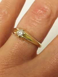 14 K Gouden Solitair Ring 0.20 crt Briljantgeslepen Diamant H/VVS1