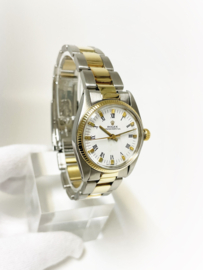 Rolex Oyster Perpetual 6751 White Roman Dial 31 mm - Staal / Goud